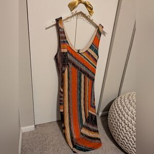 Bar III Striped Scoop-Neck Maxi Dress in Orange, Green and Brown